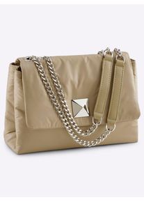 Heine Damen Handtasche, beige, Kunstfaser, Polyamid, Metall, unifarben, Taschen