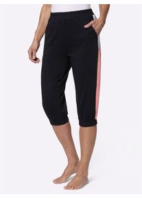 Damen Caprihose, schwarz, Gr. 40, unifarben, gemustert, mehrfarbig, 100% Baumwolle, Hosen