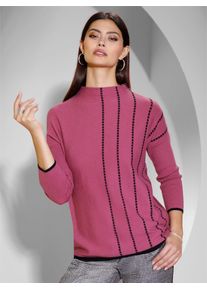CRÉATION L CREATION L Damen Strickpullover "Stehkragen-Pullover", lila, Gr. 38, gemustert, gestreift, unifarben, 45% Viskose, 35% Polyamid, 20% Polyester,