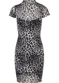 Urban Classics Damen Shirtkleid "Urban Classics Damen Ladies Mesh Double Layer Dress", schwarz-weiß, klassisch, Gr. L, unifarben, 94% Polyamid, 6%