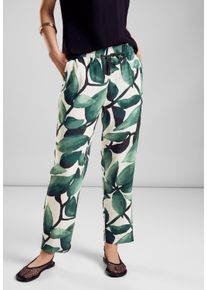 Street One Damen Stoffhose, grün, casual, Gr. 34, geblümt, Stoff, 100% Viskose, Hosen, Middle Waist