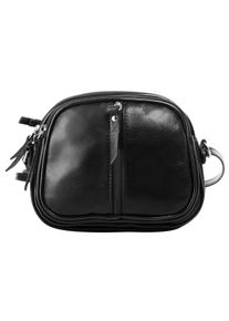 CLUTY Damen Umhängetasche, schwarz, Leder, unifarben, Taschen, echt Leder, Made in Italy