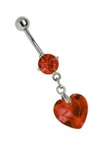 Adelia´s ADELIA ́S Damen Bauchnabelpiercing "Piercing Piercing Bauchnabelpiercing", rot, modisch, Titan, Piercings, Titan Banane - mit Zirkonia und Steinherz