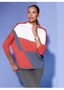 CRÉATION L CREATION L Damen 3/4 Arm-Pullover "Lyocell-Viskose-Pullover", orange, Gr. 40, gemustert, 42% Viskose, 30% Lyocell, 28% Polyester, Pullover