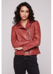 SOCCX Damen Lederjacke, rot, casual, Gr. XL, unifarben, Material: 100% Leder, Futter Rumpf: 100% Baumwolle, Futter Ärmel: 100% Polyester, Jacken, mit