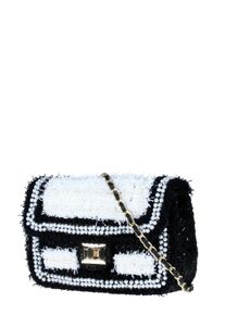 Damen Umhängetasche "Cocco", Collezione Alessandro, schwarz, Kunstfaser, Taschen, Abendtasche mit Perlen und feinen Fransen