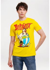 logoshirt Herren T-Shirt "Asterix & Obelix", gelb, casual, Gr. XL, bedruckt, 100% Baumwolle, Shirts, mit coolem Print