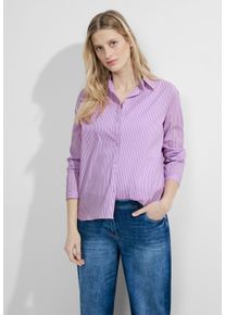 Cecil Damen Hemdbluse, lila, casual, Gr. XXL, gestreift, Web, 72% Baumwolle, 25% Polyamid, 3% Elasthan, Blusen, mit Knopfleiste
