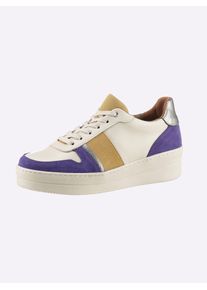 Heine Damen Sneaker, Gr. 40, weiß, Leder, Glattleder, Veloursleder, Rindsleder, modisch, Schuhe