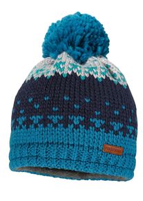MaxiMo Baby Ballonmütze, blau, casual, Gr. 51, gemustert, Grobstrick, Wollmischung, Mützen, mit Grobstrickmuster und Pompon