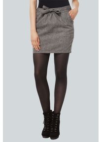 SOCCX Damen Minirock, grau, modisch, Gr. L, Fischgratmuster, Material: 50% Wolle, 50% Polyester, Futter: 100% Polyester, Röcke, mit Taschen