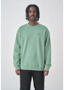 Cleptomanicx Herren Strickpullover "Sketch Gull", grün, casual, Gr. M, bestickt, 100% Baumwolle, Pullover, mit lockerem Schnitt