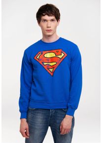logoshirt Herren Strickpullover "DC Comics", blau, casual, Gr. S, bedruckt, 80% Baumwolle, 20% Polyester, Pullover, mit Superman-Logo