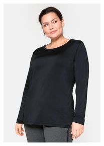 sheego Damen Langarmshirt "Große Größen", schwarz, sportlich, Gr. 56, unifarben, Obermaterial: 90% Polyester, 10% Elasthan, Shirts, mit