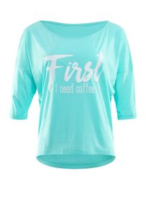 WINSHAPE Damen 3/4-Arm-Shirt "MCS001 ultra leicht", grün, Gr. XL, 50% Modal, 50% Baumwolle, Shirts, mit weißem Glitzer-Aufdruck