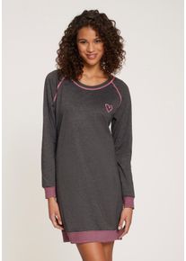 Vivance Dreams Damen Nachthemd, Gr. 32, grau, Single Jersey, Obermaterial: 60% Baumwolle, 40% Polyester, modisch, Kleider, mit dekorativen