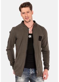 Cipo & Baxx CIPO & BAXX Herren Sweatjacke "Sweatjacke", grün, Basic, Gr. L, unifarben, 70% Baumwolle;30% Polyester, Sweatjacken, mit Layeroptik, CL-305