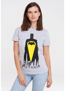 logoshirt Damen T-Shirt "Batman - Skyline", grau, casual, Gr. S, unifarben, 95% Baumwolle, 5% Elasthan, Shirts, mit Superhelden-Print