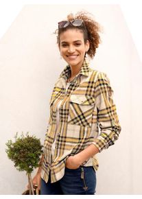 Casual Looks Damen Flanellbluse, gelb, Gr. 36, gemustert, kariert, mehrfarbig, 100% Baumwolle, Blusen