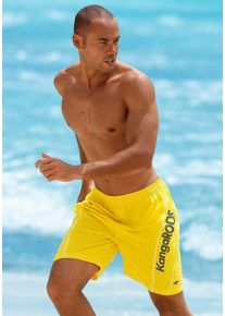 Kangaroos Herren Badeshorts, gelb, Gr. 4, unifarben, Microfaser, Polyester, Badehosen, mit Kangaroos Schriftzug