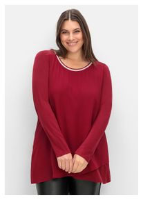 sheego Damen Longshirt "Große Größen", rot, feminin, Gr. 40, unifarben, Obermaterial: 95% Viskose, 5% Elasthan;Vorderteil: 100% Polyester, Shirts,