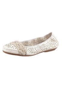Rieker Damen Ballerina, Gr. 36, weiß, Lederimitat, sportlich, Schuhe, Slipper, Flache Schuhe mit Rundum-Gummizug
