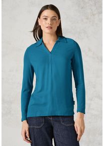 Cecil Damen Langarmshirt, blau, casual, Gr. M, unifarben, Stoff, 96% Viskose, 4% Elasthan, Shirts, mit Kragen