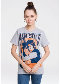 logoshirt Damen T-Shirt "Star Wars - Han Solo - Money", grau, casual, Gr. S, bedruckt, 100% Baumwolle, Shirts, mit Han Solo-Print