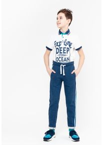 Gulliver Herren Sweathose "Casual Jogginghose", blau, casual, Gr. 146, gestreift, unifarben, 100% Baumwolle, Hosen, mit modischem Seitenstreifen