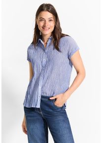Cecil Damen Kurzarmbluse, blau, casual, Gr. XXL, gestreift, Web, 95% Baumwolle, 5% Elasthan, Blusen, aus Baumwolle mit Stretchanteil
