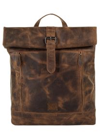 BAGAN Cityrucksack, braun, Rindsleder, Leder, Retro, klassisch, Rucksäcke, echt Leder