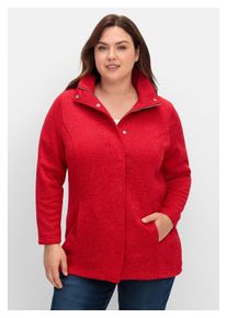 sheego Damen Fleecejacke "Große Größen", rot, casual, Gr. 48, unifarben, Obermaterial: 100% Polyester;Futter: 100% Polyester, Jacken, aus meliertem