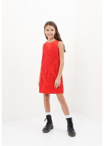 Gulliver Damen Jerseykleid, rot, casual, Gr. 158, unifarben, 100% Polyester, Kleider, aus Spitze