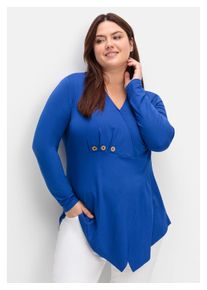 Damen Longshirt "Große Größen", blau, feminin, Gr. 52, sheego by Joe Browns, unifarben, Obermaterial: 95% Viskose (LENZING ECOVERO), 5% Elasthan,