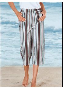 Classic Basics Damen Caprihose, blau, Gr. 40, gemustert, gestreift, mehrfarbig, 100% Baumwolle, Hosen