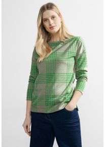 Cecil Damen Rundhalsshirt, grün, casual, Gr. XXL, kariert, Stoff, 63% Polyester, 34% Viskose, 3% Elasthan, Shirts, aus elastischem Materialmix