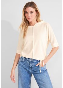 Street One Damen Kapuzenshirt, weiß, casual, Gr. 44, unifarben, Stoff, 60% Viskose, 40% Polyester, Shirts, mit Kapuze