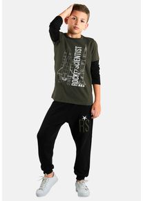 DENOKIDS Herren Hausanzug "RS Rocket", Gr. 122, grün, 92% Baumwolle;8% Elasthan, bedruckt, casual, Homewear-Sets, mit Print
