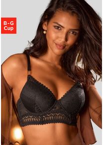 Lascana Damen Schalen-BH "Nina", Gr. 85, schwarz, Spitze, Obermaterial: 90% Polyamid, 10% Elasthan, modisch, BHs, in leichter Longform aus