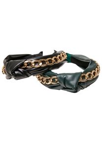 Urban Classics Damen Schmuckset "Urban Classics Unisex Alice Band With Chain 2-Pack", grün, unifarben, Polyester, Schmuck-Sets