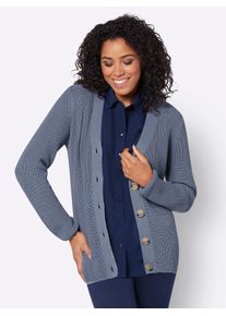 Casual Looks Damen Cardigan, blau, Gr. 54, unifarben, 50% Baumwolle, 50% Polyacryl, Strickjacken