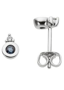 Firetti Damen Paar Ohrstecker "Schmuck Geschenk Gold 333 Ohrschmuck Farbstein Edelstein Saphir", 0,02 ct P2 = erkennbare Einschlüsse, Weißgold
