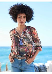 Heine Damen Druckbluse, bunt, Gr. 36, bedruckt, gemustert, mehrfarbig, animal-print, 100% Polyester, Top:100% Viskose, Blusen