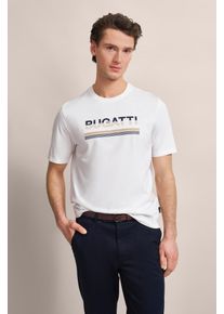 Bugatti Herren T-Shirt, weiß, casual, Gr. XXL, unifarben, 100% Baumwolle, Shirts, mit gummiertem Logo-Print
