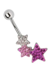 Adelia´s ADELIA ́S Damen Bauchnabelpiercing "Piercing Piercing Bauchnabelpiercing", bunt, modisch, Titan, Piercings, Titan Banane 3 Strass Sterne klar rosa