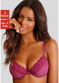 Petite Fleur Damen Push-up-BH, Gr. 70, rot, Spitze, Jersey, Obermaterial: 79% Polyester, 12% Baumwolle, 6% Polyamid, 3% Elasthan, casual, BHs, mit