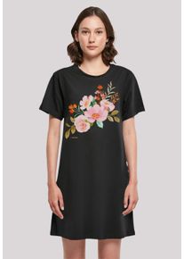 F4NT4STIC Damen Shirtkleid "Blumenmuster Damen T-Shirt Kleid", schwarz, casual, Gr. 4XL, Obermaterial: 100% Baumwolle, Kleider, Print