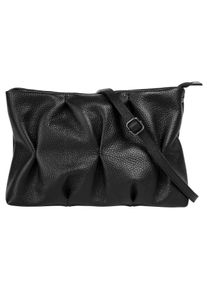 CLUTY Damen Umhängetasche, schwarz, Leder, unifarben, leicht glänzend, Taschen, echt Leder, Made in Italy