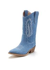 Cowboy Boots Lascana Gr. 40, blau (denimblau) Damen Schuhe Cowboystiefel Schlupfstiefel Cowboy Stiefelette, Western Ankleboots im Denim-Look