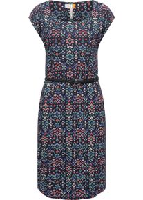 Ragwear Damen Shirtkleid "Lilithe Ikat", blau, modisch, Gr. L, Material: 50% Baumwolle, 50% Modal, Kleider, stylisches Damen Sommerkleid mit